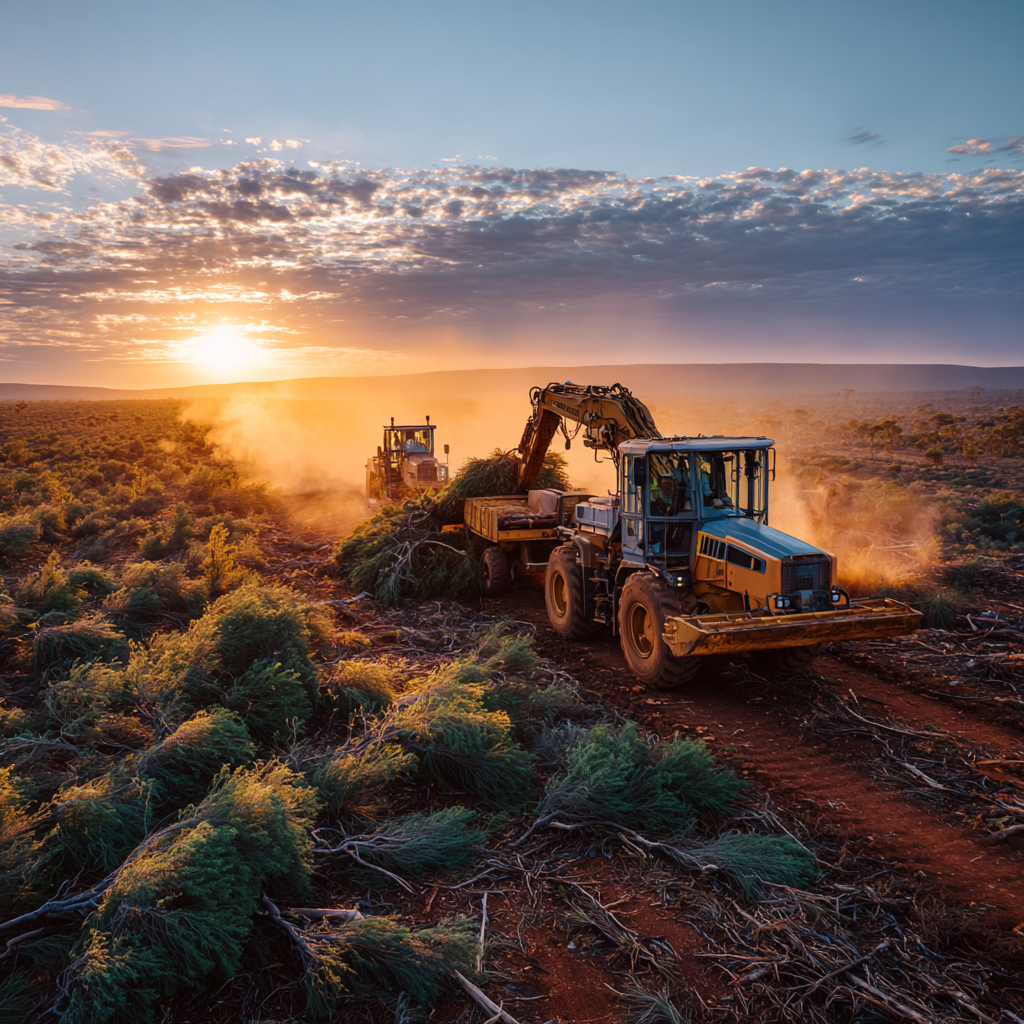 Harvesting prickly acacia biomass